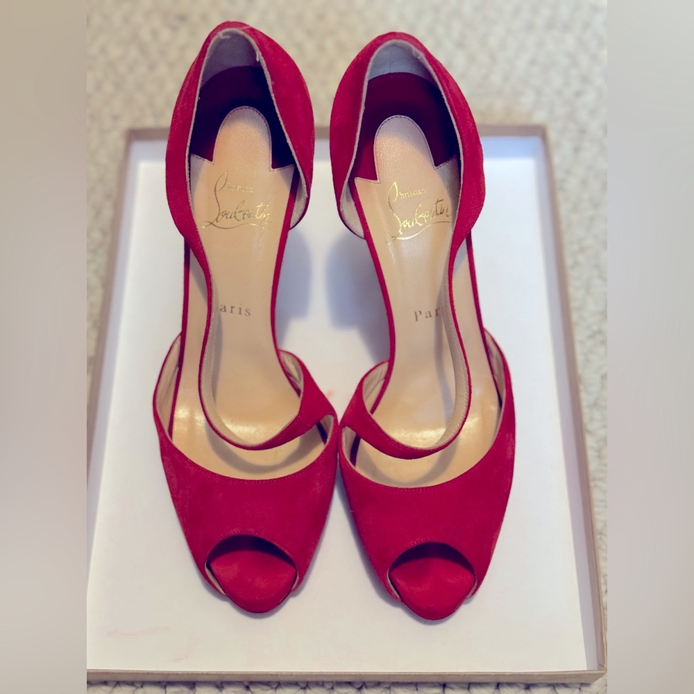 Christian Louboutin Catchy Two 120 Veau Velours in RED size 40